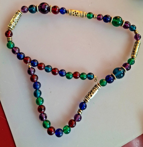 Vintage statement kette bunt - vintage,
